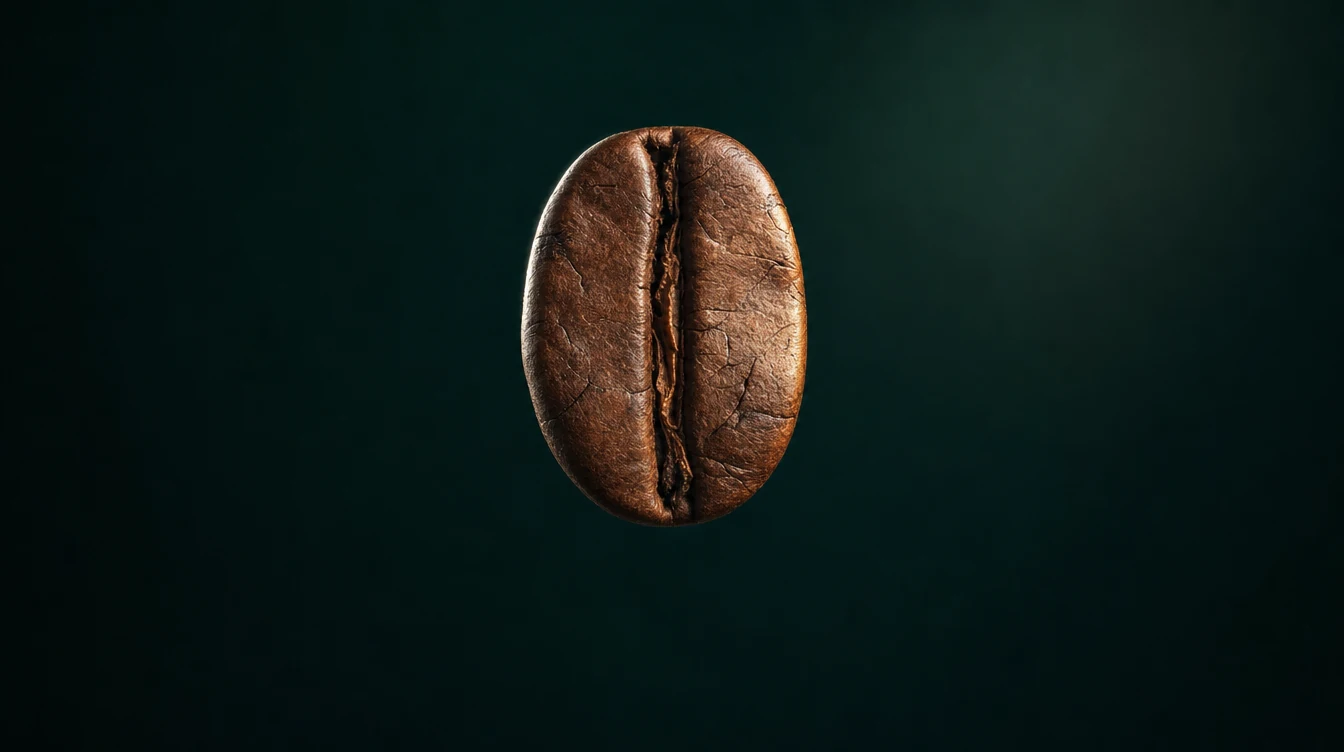 Un grano de café bajo una luz cálida